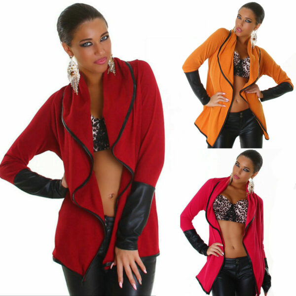 Giacca cardigan donna bicolore collo sciallato manica lunga