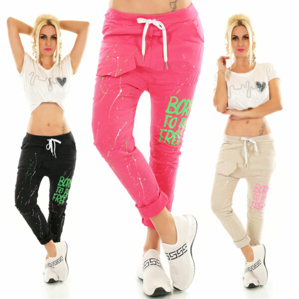 Pantalone donna harem cavallo basso turca jogpants baggy graffiti