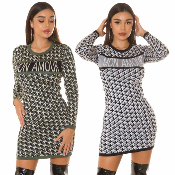Abito in maglia donna vestito mon amour manica lunga girocollo